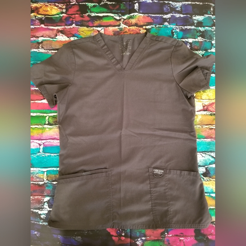 Cherokee - Women's, Scrub top, Small, Charcoal